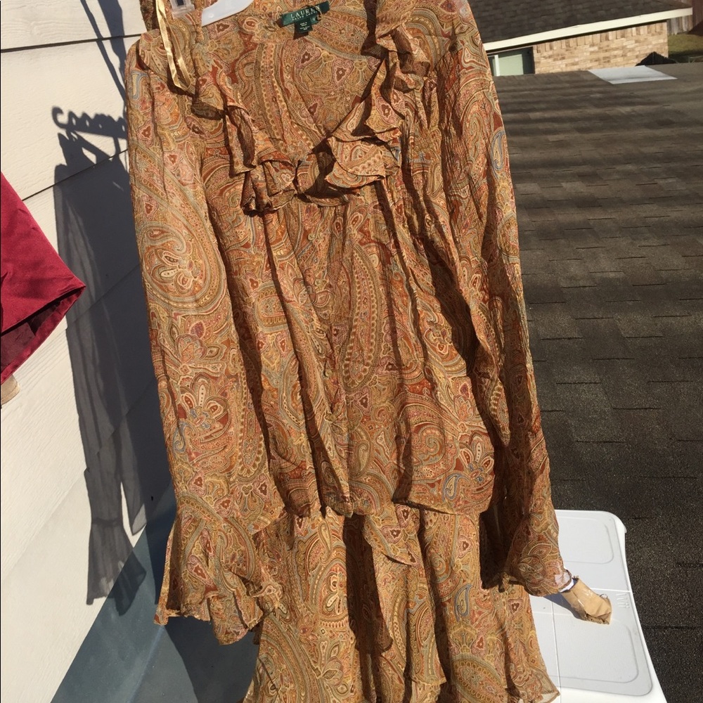 LAUREN- Ralph Lauren skirt and shirt set w/ scarf